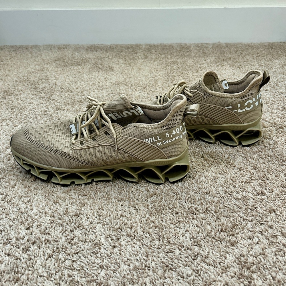 Mens Lightweight Athletic Sneakers Tan Running Gym Workout Shoes I‎ Size 10